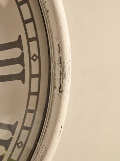 Whitewashed Embossed Clock