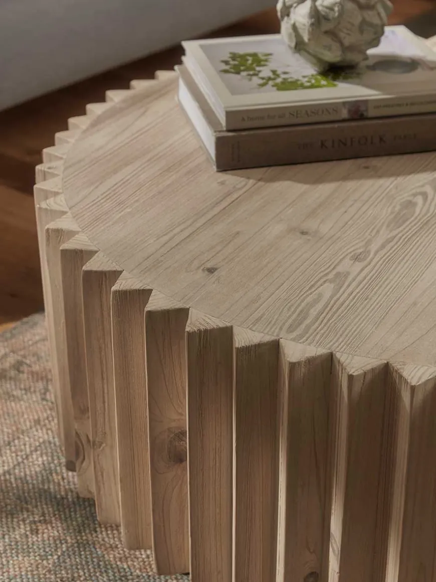 Wooden Ribbed Coffee Table