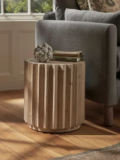 Wooden Ribbed Side Table