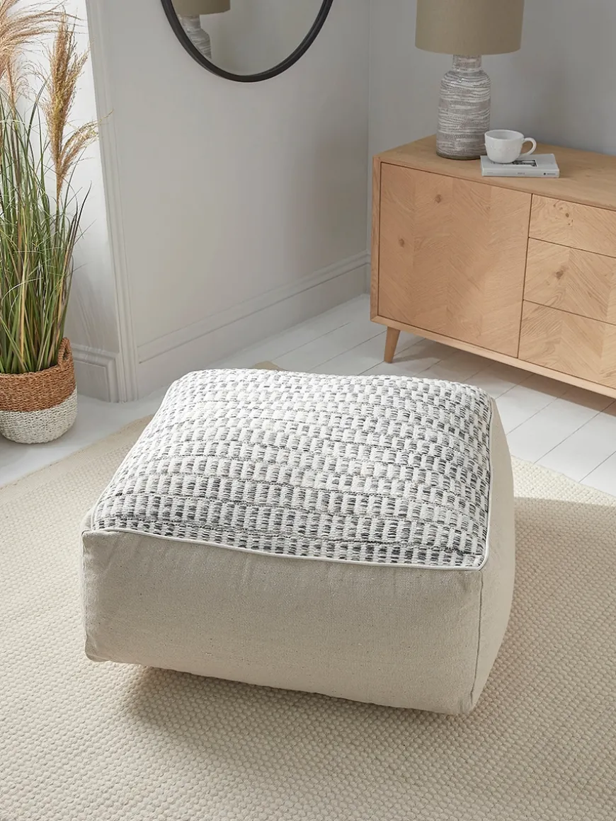 Woven Grey Pouffe